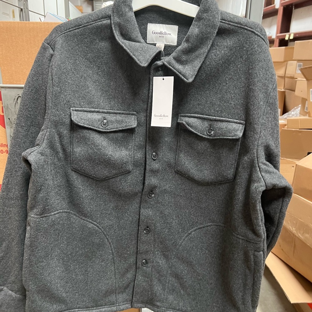 Large Goodfellow   & Co Dark Charcoal Button-Front Field Jacket